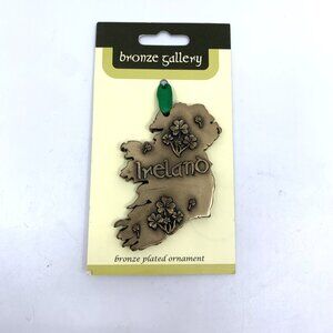 Bronze Gallery Map of Ireland Holiday Ornament Christmas Celtic Irish 3 1/2"